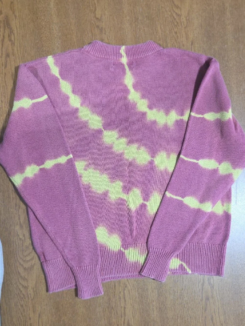 Urban Outfitters Pink and Yellow Tie-Dye Crewneck Sweater